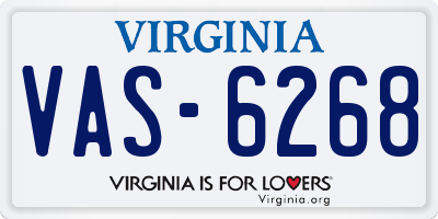 VA license plate VAS6268