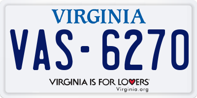 VA license plate VAS6270