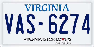 VA license plate VAS6274