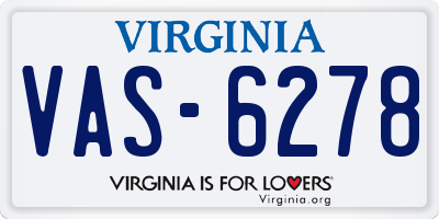 VA license plate VAS6278