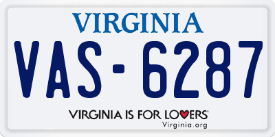 VA license plate VAS6287