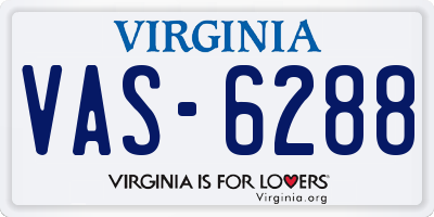 VA license plate VAS6288