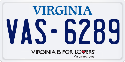 VA license plate VAS6289