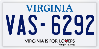 VA license plate VAS6292