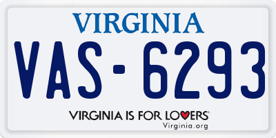 VA license plate VAS6293