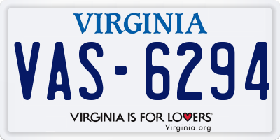 VA license plate VAS6294