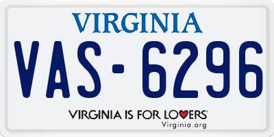 VA license plate VAS6296