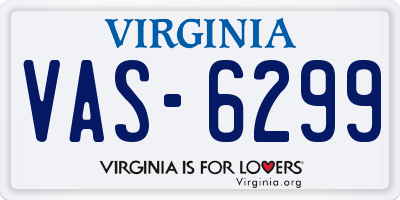 VA license plate VAS6299