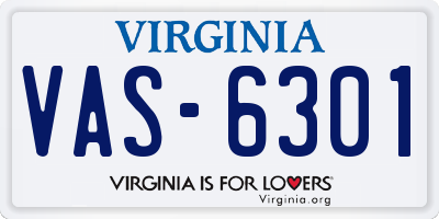 VA license plate VAS6301