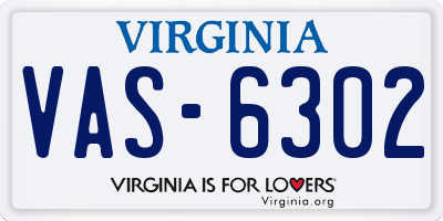 VA license plate VAS6302