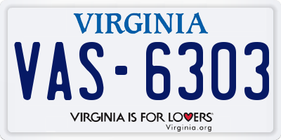 VA license plate VAS6303