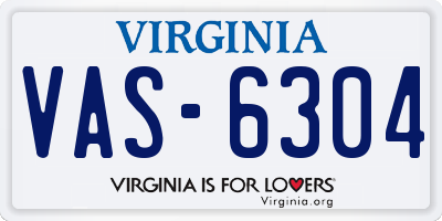 VA license plate VAS6304