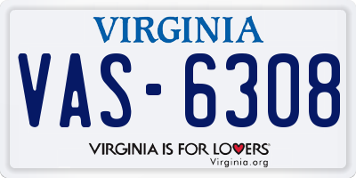 VA license plate VAS6308