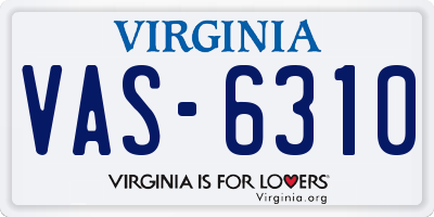 VA license plate VAS6310