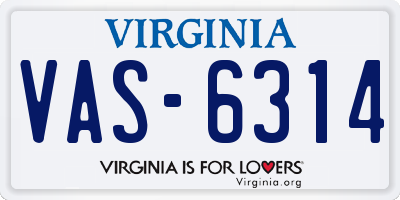 VA license plate VAS6314