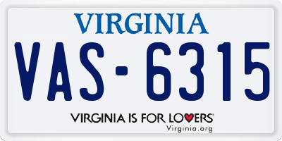 VA license plate VAS6315