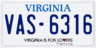 VA license plate VAS6316