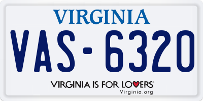 VA license plate VAS6320