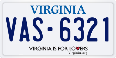 VA license plate VAS6321