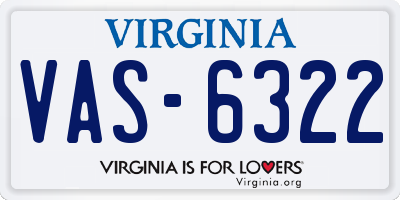 VA license plate VAS6322