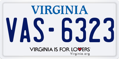 VA license plate VAS6323