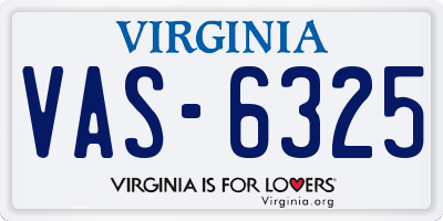 VA license plate VAS6325