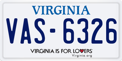 VA license plate VAS6326