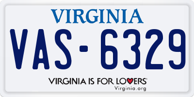 VA license plate VAS6329