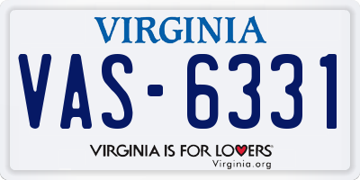 VA license plate VAS6331