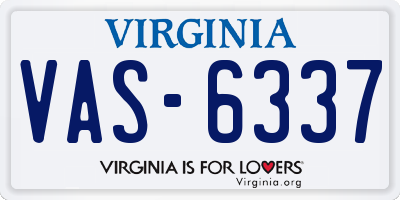 VA license plate VAS6337