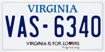 VA license plate VAS6340