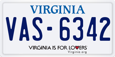 VA license plate VAS6342