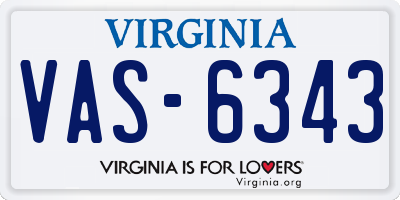 VA license plate VAS6343