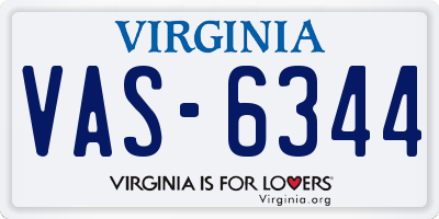 VA license plate VAS6344