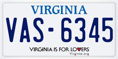 VA license plate VAS6345