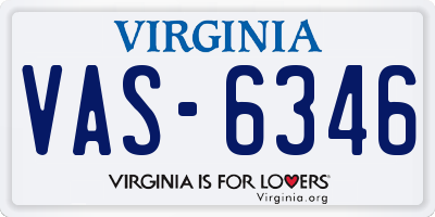 VA license plate VAS6346