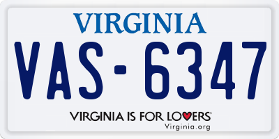 VA license plate VAS6347