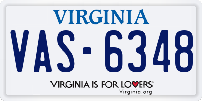 VA license plate VAS6348