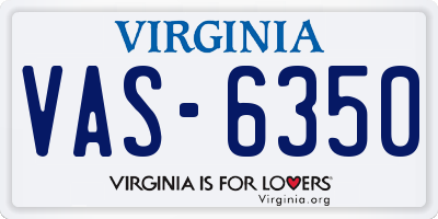 VA license plate VAS6350