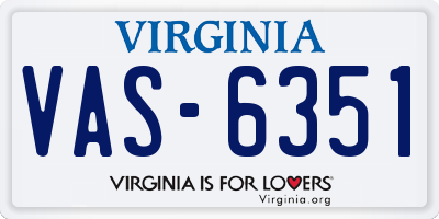 VA license plate VAS6351