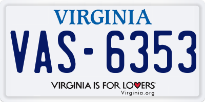 VA license plate VAS6353