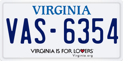 VA license plate VAS6354