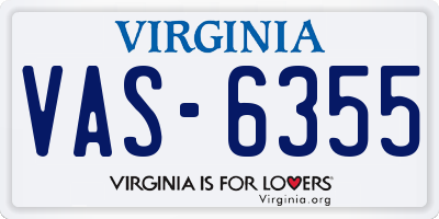 VA license plate VAS6355