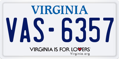 VA license plate VAS6357