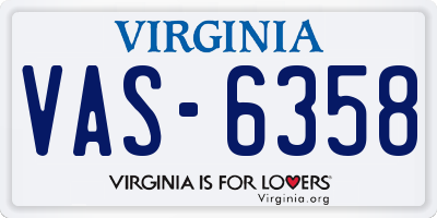 VA license plate VAS6358