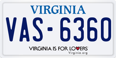 VA license plate VAS6360