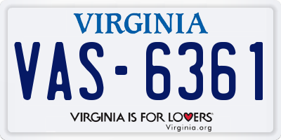 VA license plate VAS6361