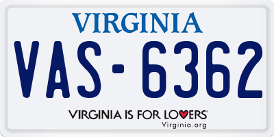 VA license plate VAS6362