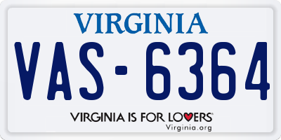 VA license plate VAS6364