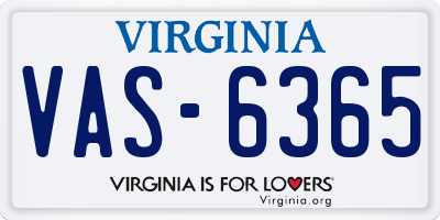 VA license plate VAS6365